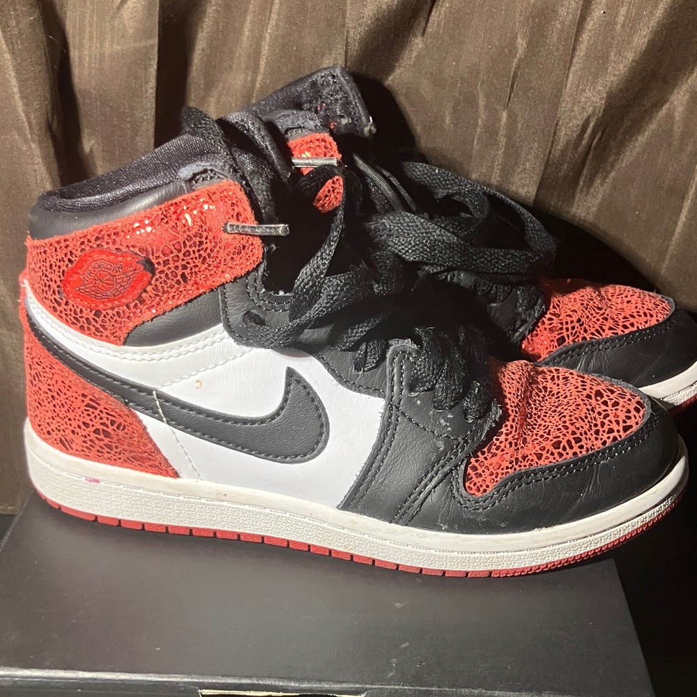 Nike Kids Black, White, and Red High-Top Sneakers